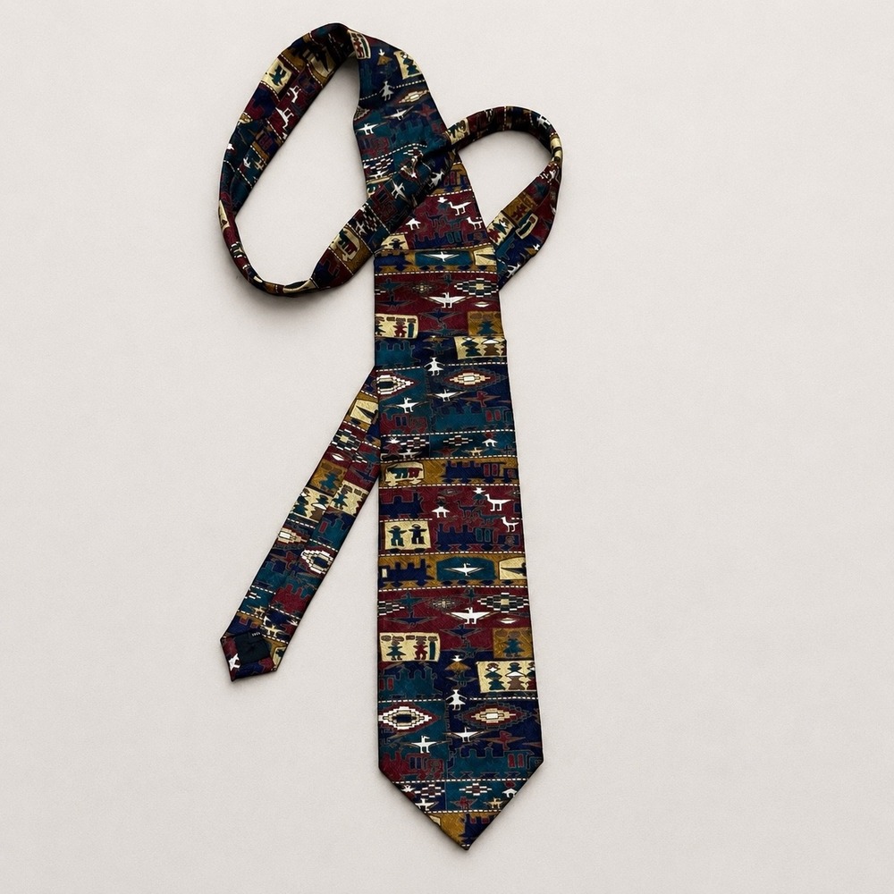 Boulder Milwaukee Navajo Trading Blanket Silk Tie Made in Italy Southwestern